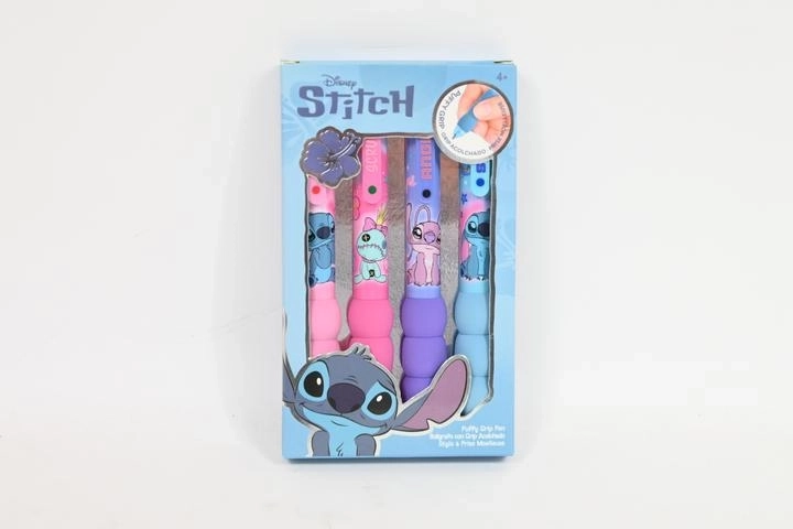 Disney Stitch set od 4 pastelne kemijske olovke s mekim, pahuljastim rukohvatom