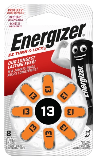 Energizer gumbićaste baterije za slušna pomagala 13, 1,4 V, pakiranje 8 kom
