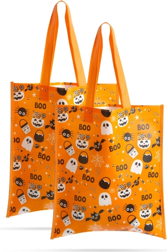 Set of Halloween gift bags, orange, 27 × 31 cm, 2 pcs