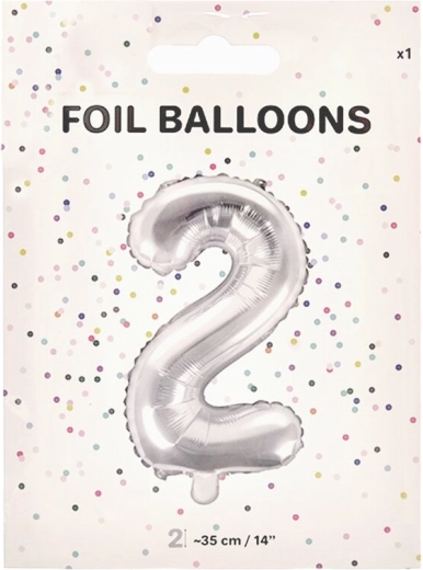 Folijski balon broj 2 srebrni 35 cm
