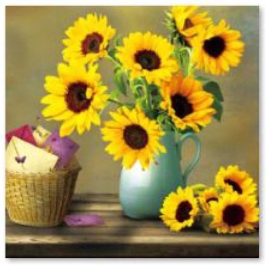Diamond mosaic (diamond painting) sunflower bouquet 30 × 30 cm