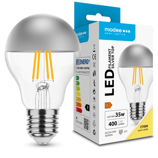Modee LED žarulja Filament A60 Silver Top 4W E27, 2700K, 400 lm
