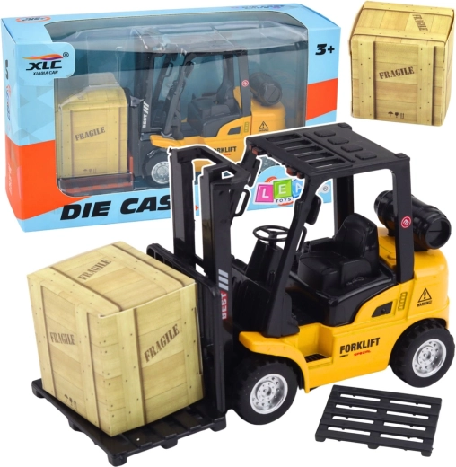 Metalni viličar s povratnim pogonom, paleta i sanduk – žuti