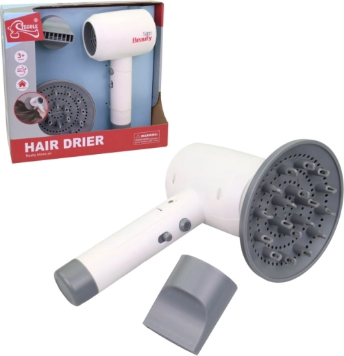 Children's battery-operated hair dryer with attachment