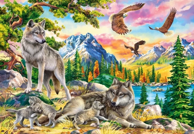 Slagalica 1000 dijelova Wolf Family and Eagles