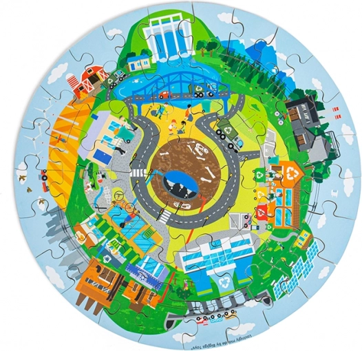 Kružni drveni puzzle Reci(k)laža – BIGJIGS TOYS