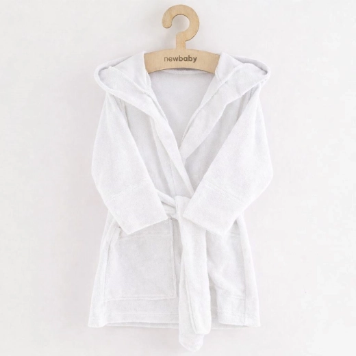 Dječji frotirni ogrtač s kapuljačom NEW BABY, bijeli, vel. 104/110