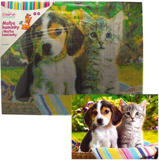 Dijamantno slikanje – pas i mačka 40 × 50 cm