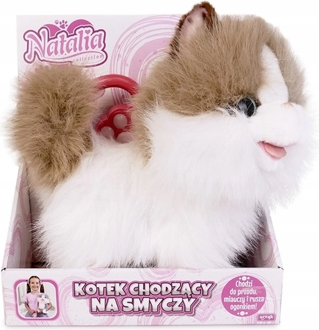 Natalia mačka na povodcu bijelo-narančasta