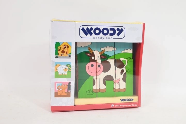 WOODY drvena kocka za nizanje sa životinjicama, 9 kocaka