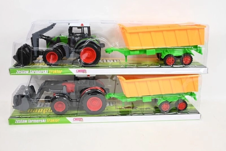 Dječji traktor s prednjom utovarnom žlicom i prikolicom