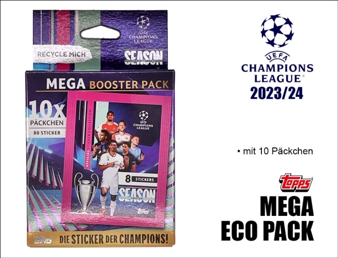 Topps UEFA Champions League 2023/2024 samolepnice – mega eco pakiranje