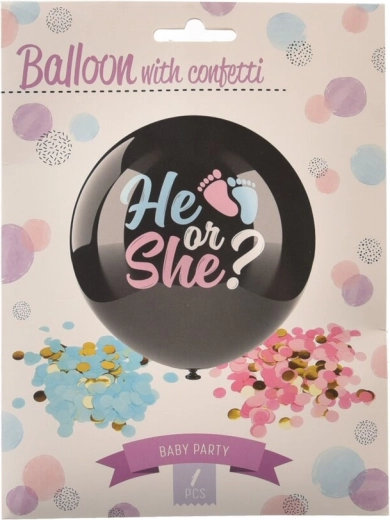Lateks balon BOY/GIRL s konfetima 90 cm