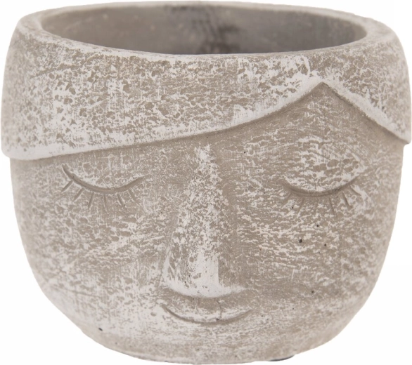 Dekorativna betonska tegla u obliku glave, siva 12 × 12 × 9 cm
