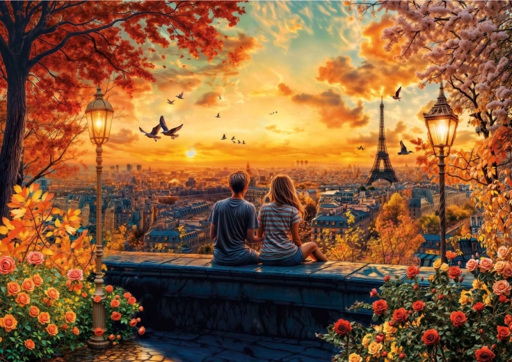 Educa puzzle Zaljubljeni u Parizu 1500 dijelova