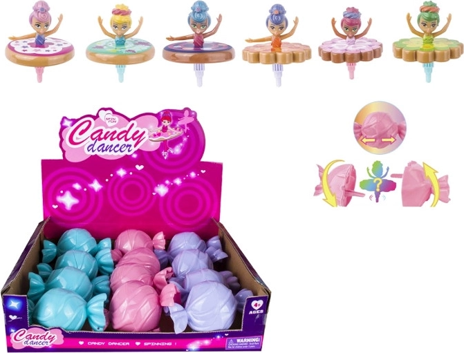 Baletna lutkica koja se vrti kao zvrk u poklon-ambalaži u obliku bombona