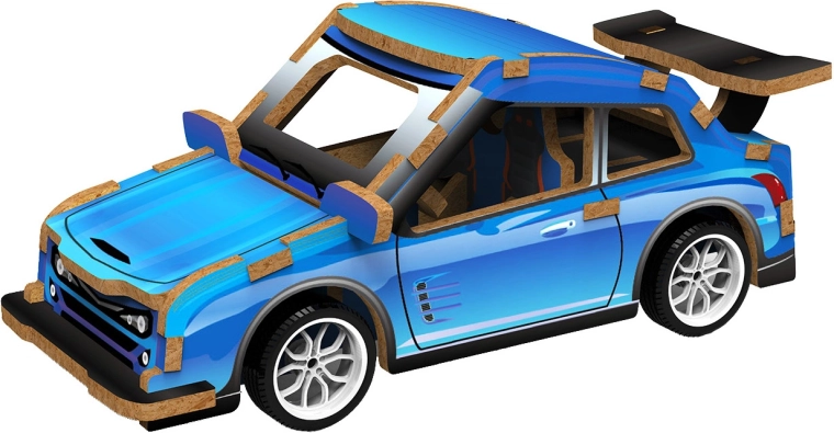 2Kids Toys 3D drvena slagalica sportski automobil plavi