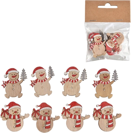 Drveni snjegovići bež – set 8 kom, 3,5 cm