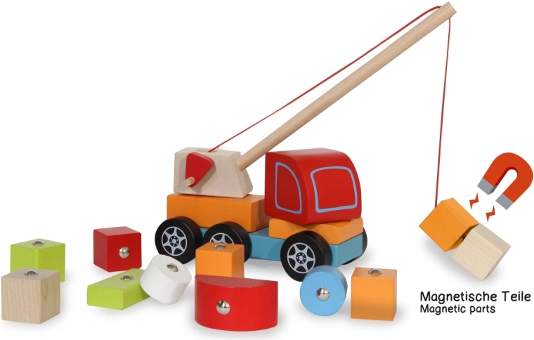 Kidiwood Wooden Crane with 14-Piece Construction Set