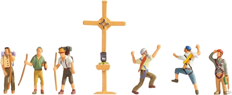 Noch set figura planinskih turista i križ (H0)