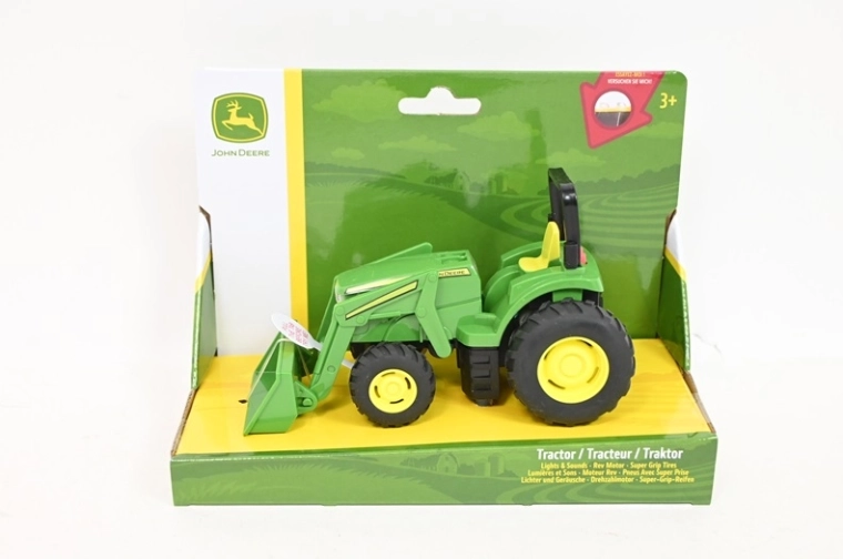 Tomy John Deere mini traktor s prednjom žlicom, svjetlima i zvukovima