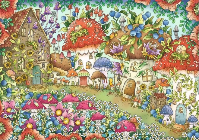 Puzzle RAVENSBURGER slatke gljivaste kućice na cvjetnoj livadi 1000 dijelova
