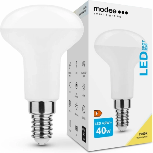 Modee Smart Lighting LED žarulja E14 4,9 W toplo bijela R50