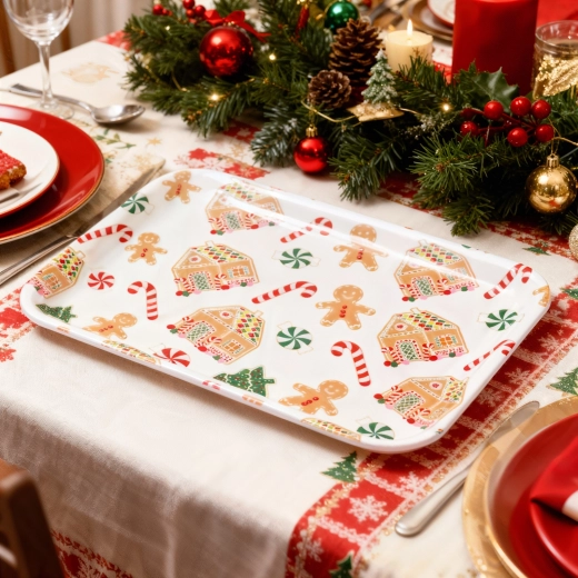 Christmas Plastic Serving Tray 36 × 26 cm