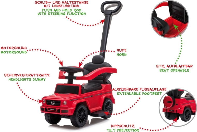 Mercedes-Benz G 350 d 3-in-1 Ride-On Car, Red