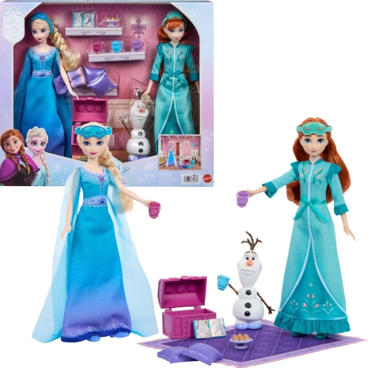Mattel Disney Frozen pidžama party – set lutaka Anna i Elsa s Olafom i dodacima