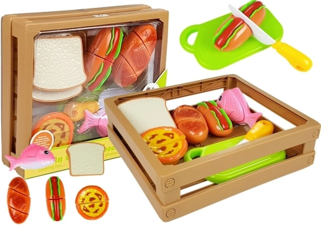 Dječji set namirnica na čičak u slagivoj gajbici