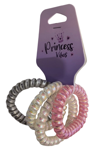 PINK set spiralnih gumica za kosu s bisernim i metalik efektom (4 kom)