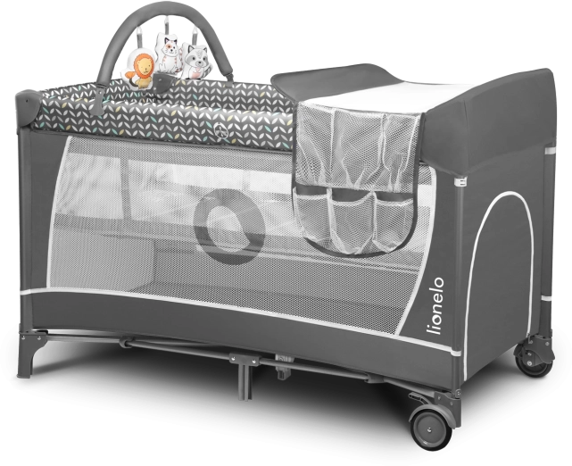 Putni krevetić i ogradica 2u1 LIONELO Flower – Siva