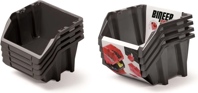 Set spremnika za pohranu Bineer Short, 4 kom, 272 × 238 × 236 mm, crna