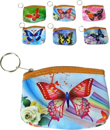 Children's zip wallet with butterflies and a ring - 1 piece
