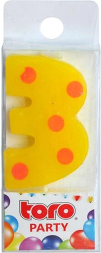 Tortna svijeća broj 3 TORO, za zabadanje, 4,5 cm