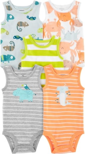 Carter's dječji bodi bez rukava za novorođenčad Stripes Animals, 5 kom, veličina 56 (NB), za dječake