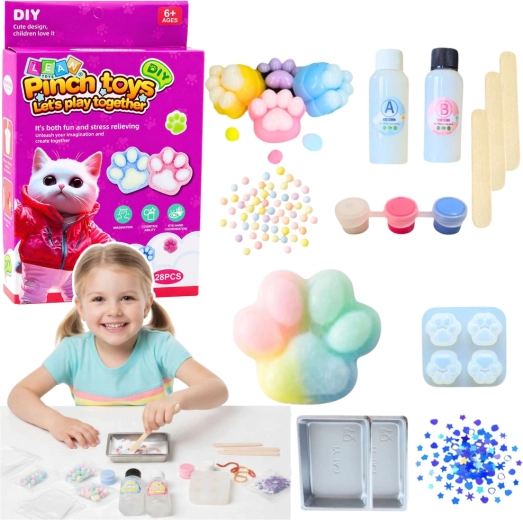 Kreativni DIY set za izradu squishy mačje šapice, 28 dijelova
