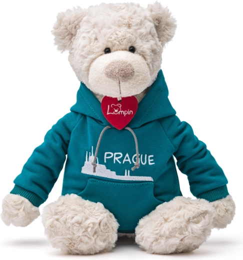 Medvjed Spencer u plavoj majici s kapuljačom Praha 35 cm