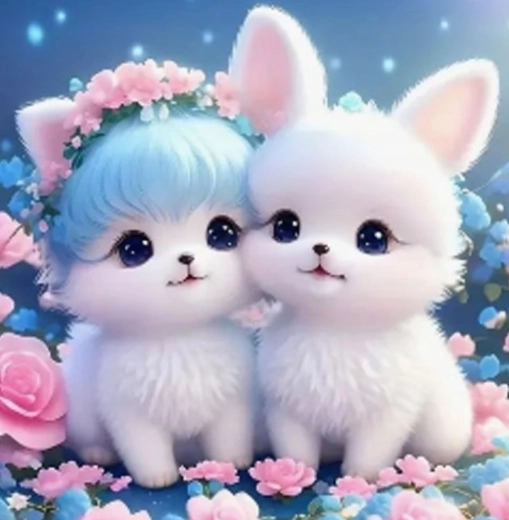 Dijamantno slikanje Mačkica s zečićem 30 × 40 cm