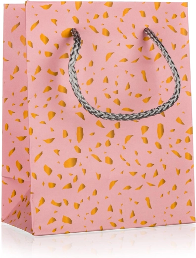 Poklon-vrećica S ružičasta sa zlatnim detaljima 11 × 14 × 6 cm