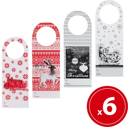 Christmas bottle tags, 6 pieces