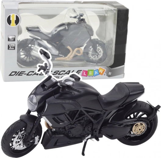 metalni sportski motocikl 1:12 sa svjetlima i zvukovima – crni sa zlatnim detaljima