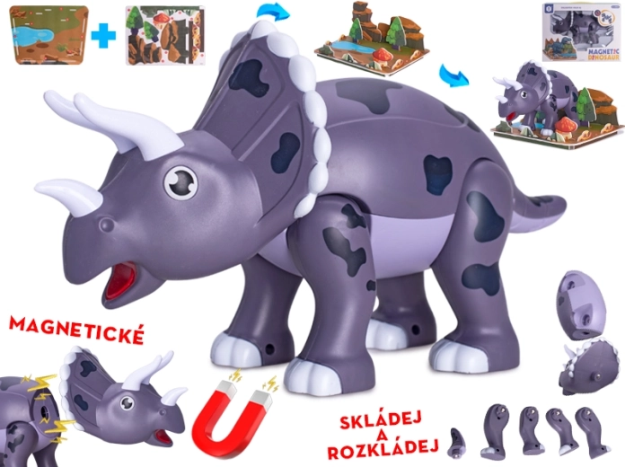 Magnetni dinosaurus Triceratops 28 cm – građevni set za djecu