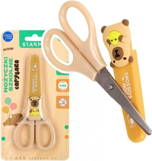 School scissors capybara with protective cover - 1 piece