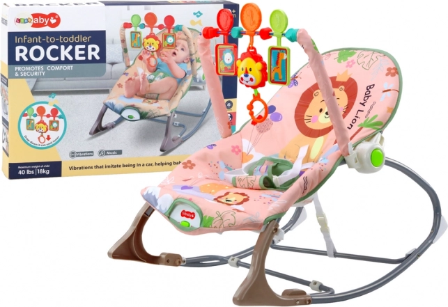 Kolijevka za bebe Ružičasti Lav s vibracijama i zvukom