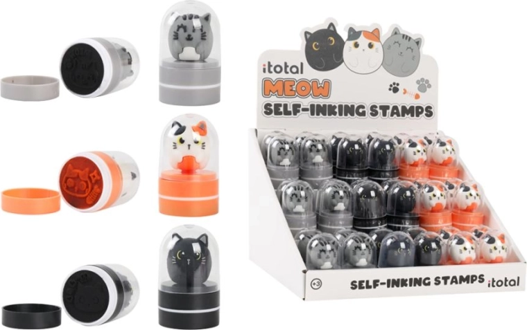 Stalak s kompletom od 36 pečata s mačkama