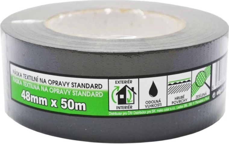 Tekstilna reparaturna traka 48 mm × 50 m crna
