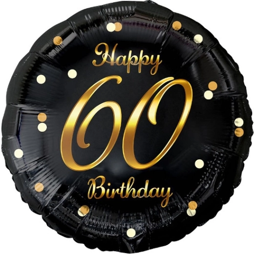 Foil Balloon Happy 60 Birthday – black with gold print