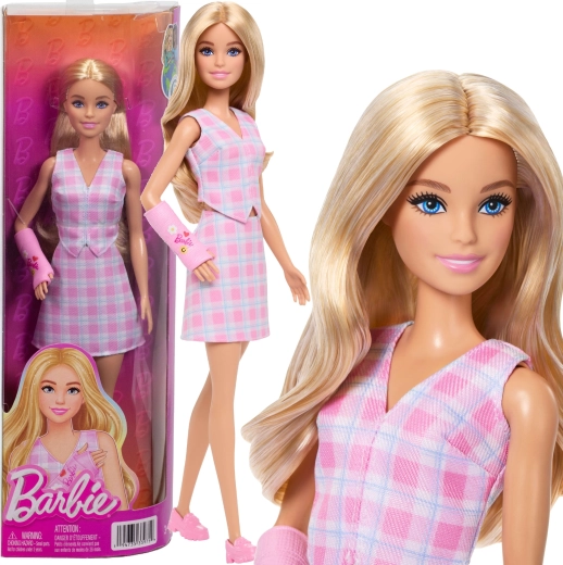 Barbie Fashionistas lutka u ružastom kariranom kompletu s ružičastom udlagom za ruku